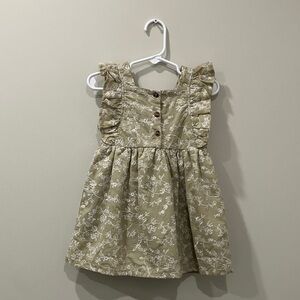 NWT Chelsea & Violet Button Front Floral Smocked Back Dress in Olive Green 24M